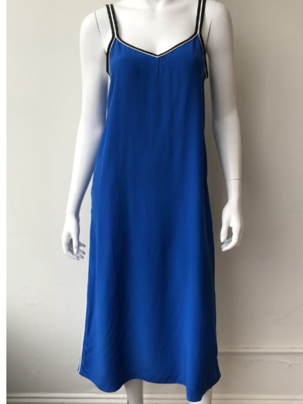 Rag & Bone Luca Slip Dress Blue Silk Cami Midi Minimalist Strappy Size 6